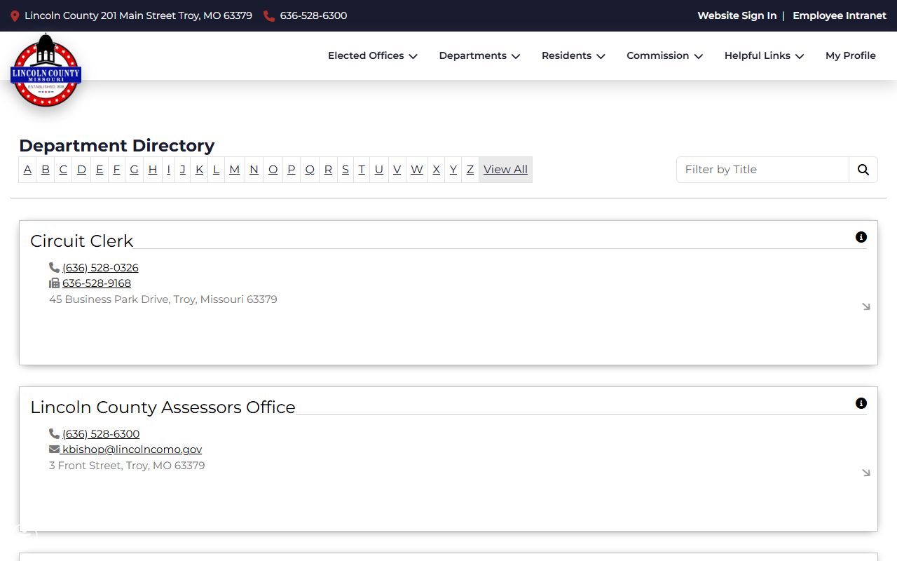Lincoln County Circuit Clerk records county department directory