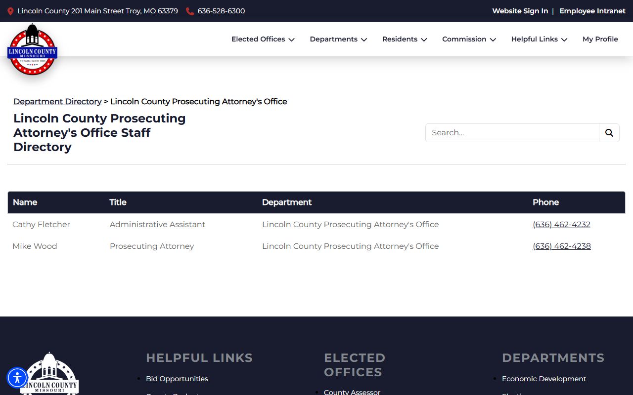Lincoln County criminal court records Prosecuting Attorney staff directory