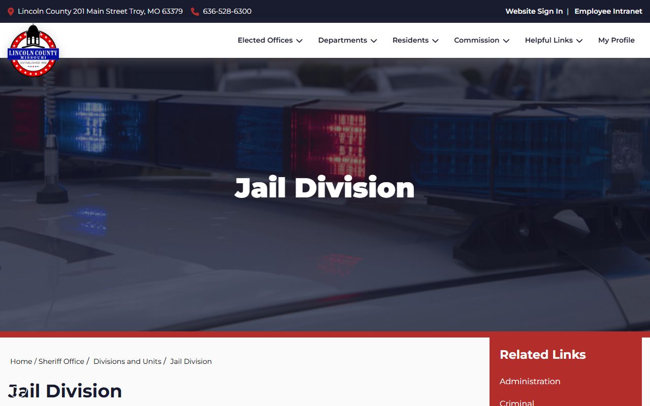 Lincoln County court records jail division page