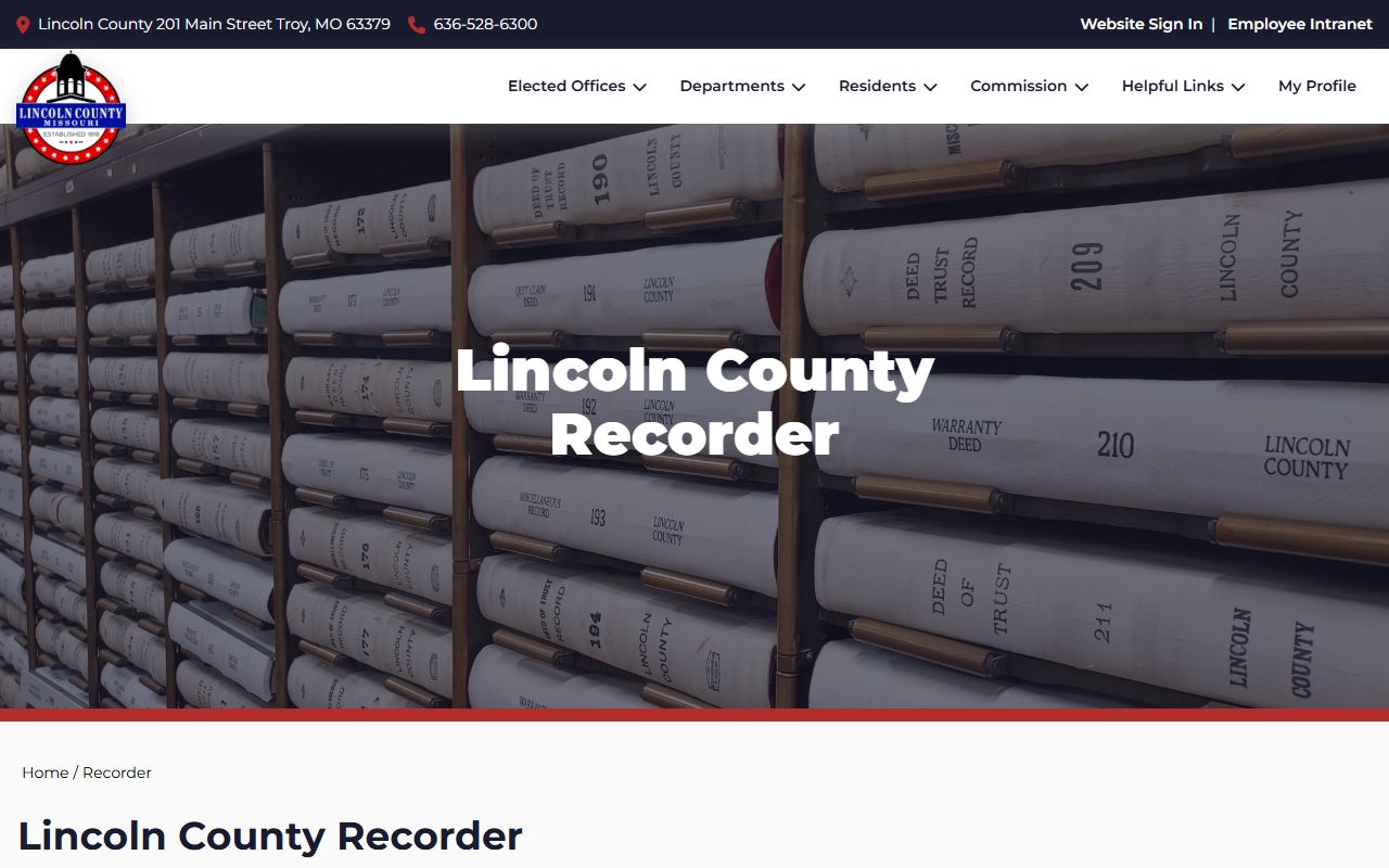 Lincoln County court records Recorder of Deeds page