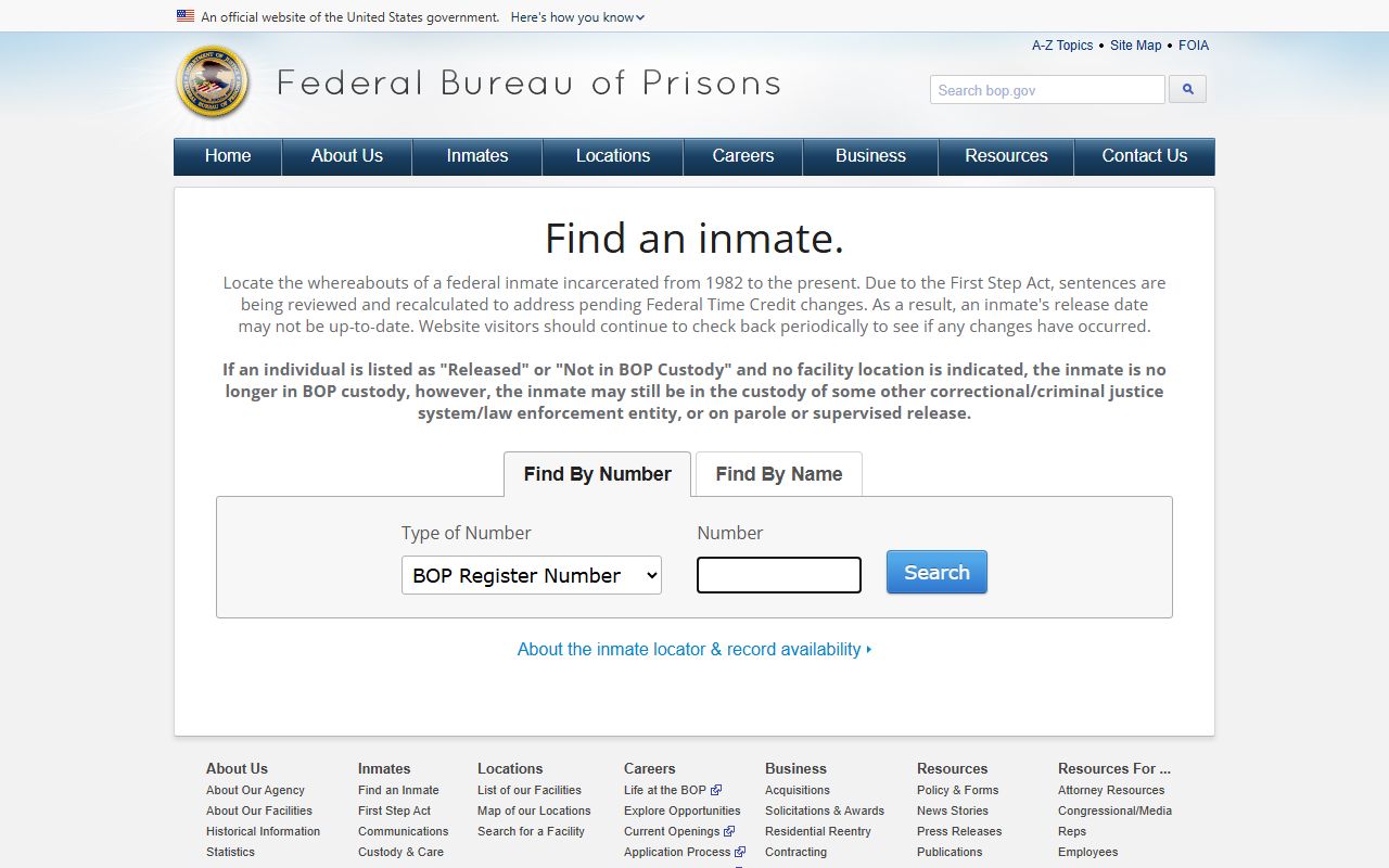 Lincoln County inmate records federal BOP inmate locator