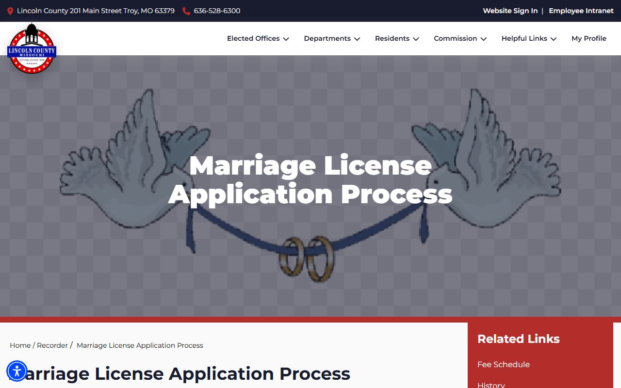 Lincoln County marriage records license process page