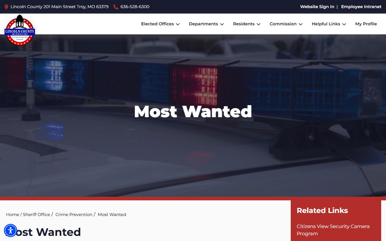 Lincoln County warrant records Sheriff Most Wanted page